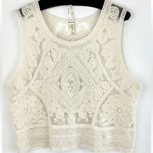 “Ultra Pink” Tan Embellished Sleeveless cropped Tank Top